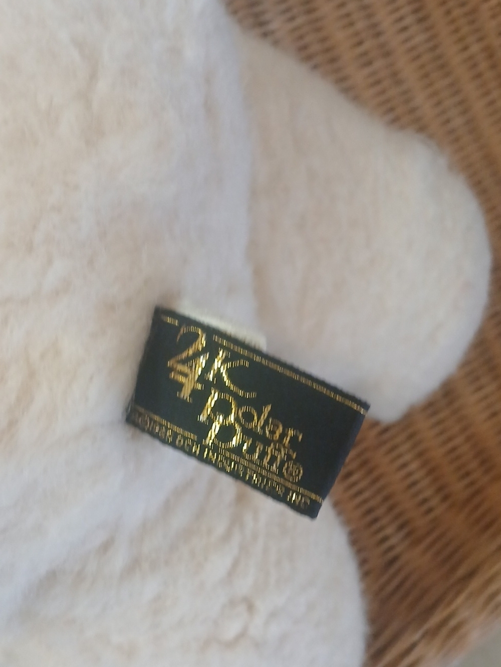 Black & Gold Logo Plush with Cream Fur 24k Polar Puff